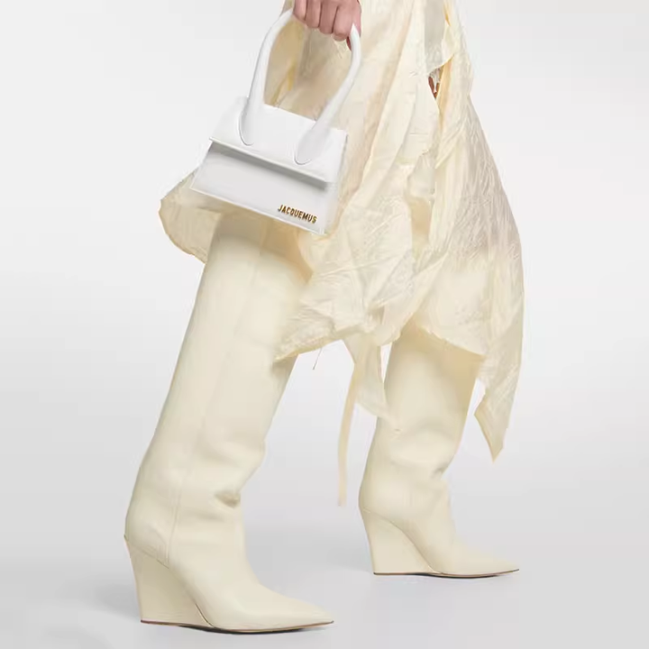 PUCEY Wedged Heel Knee High Boots