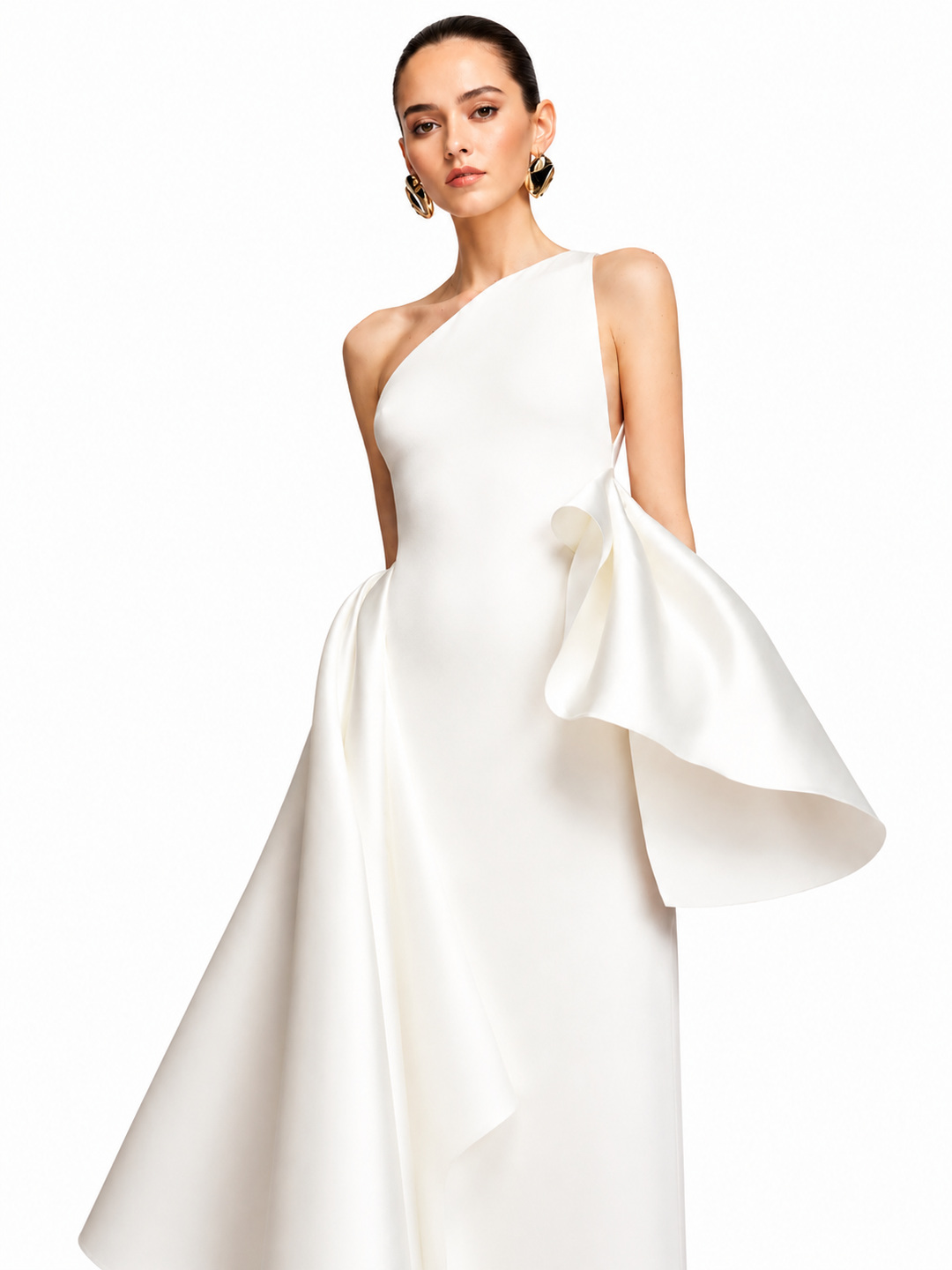 RELVO One-Shoulder Ruffled Evening Dress Gown