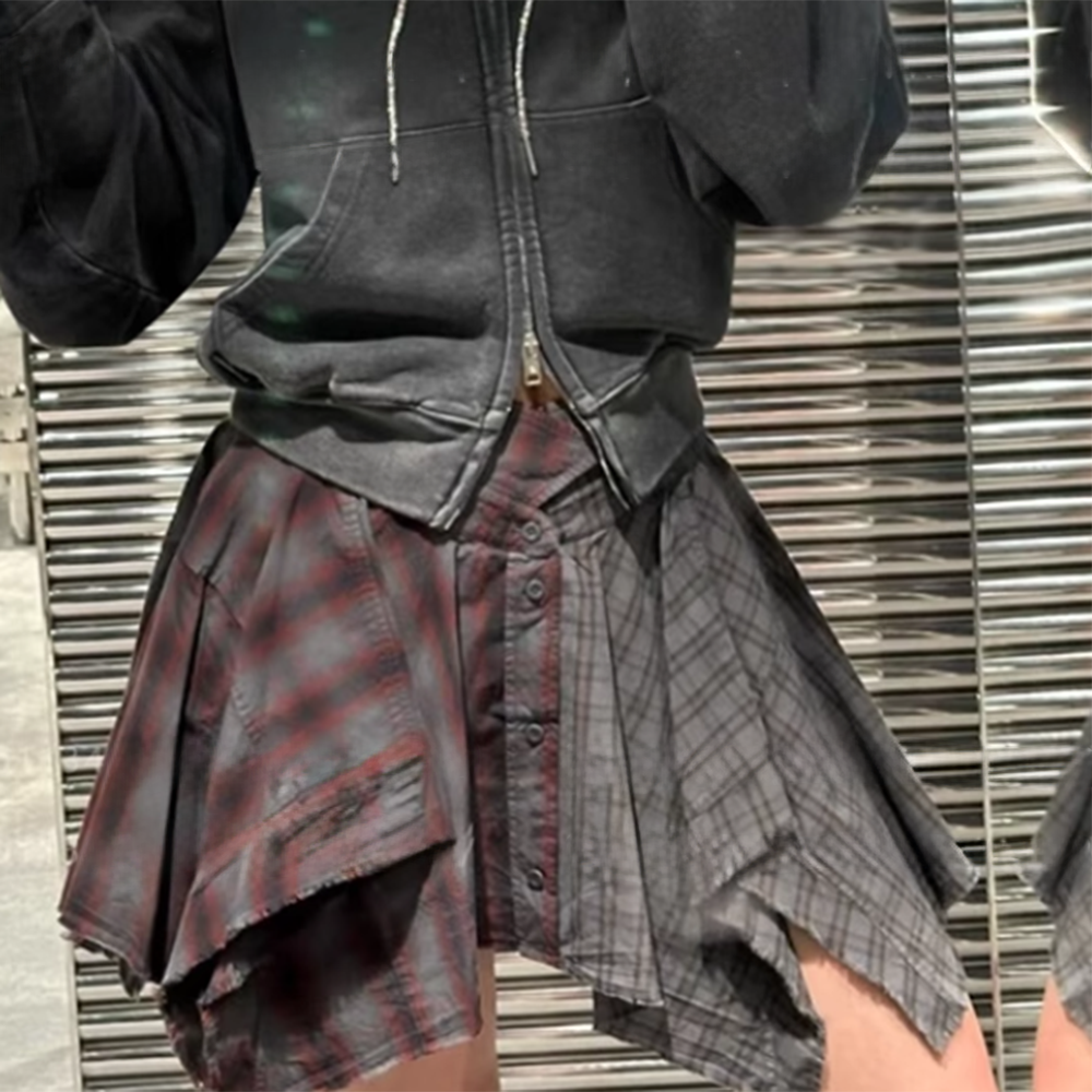 ROVRE Checkered Plaid Mini Skirt