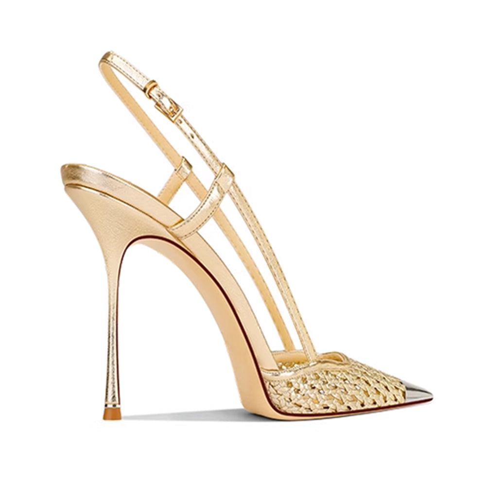 SETOL Metal-Plated Braided High Heel Sandals - 10cm
