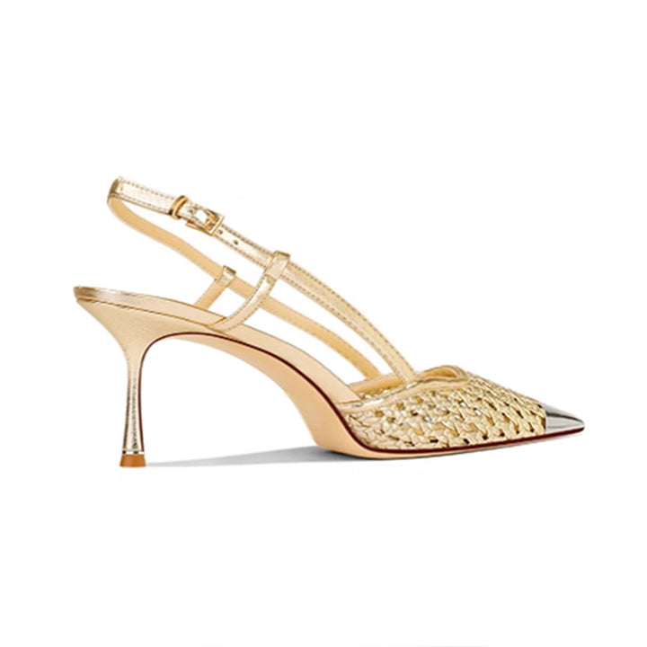 SETOL Metal-Plated Braided Mid Heel Sandals - 6cm