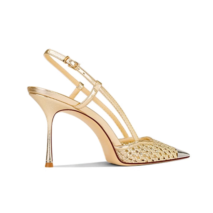 SETOL Metal-Plated Braided Mid Heel Sandals - 8cm