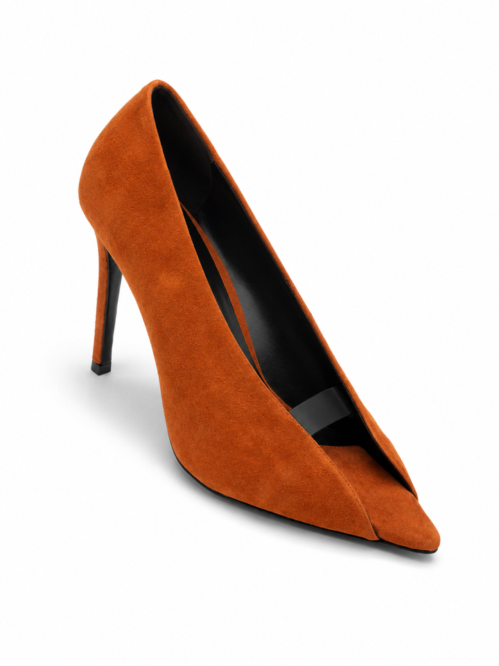 SEVTB SUEDE & PVC OPEN VAMP HIGH HEEL PUMPS