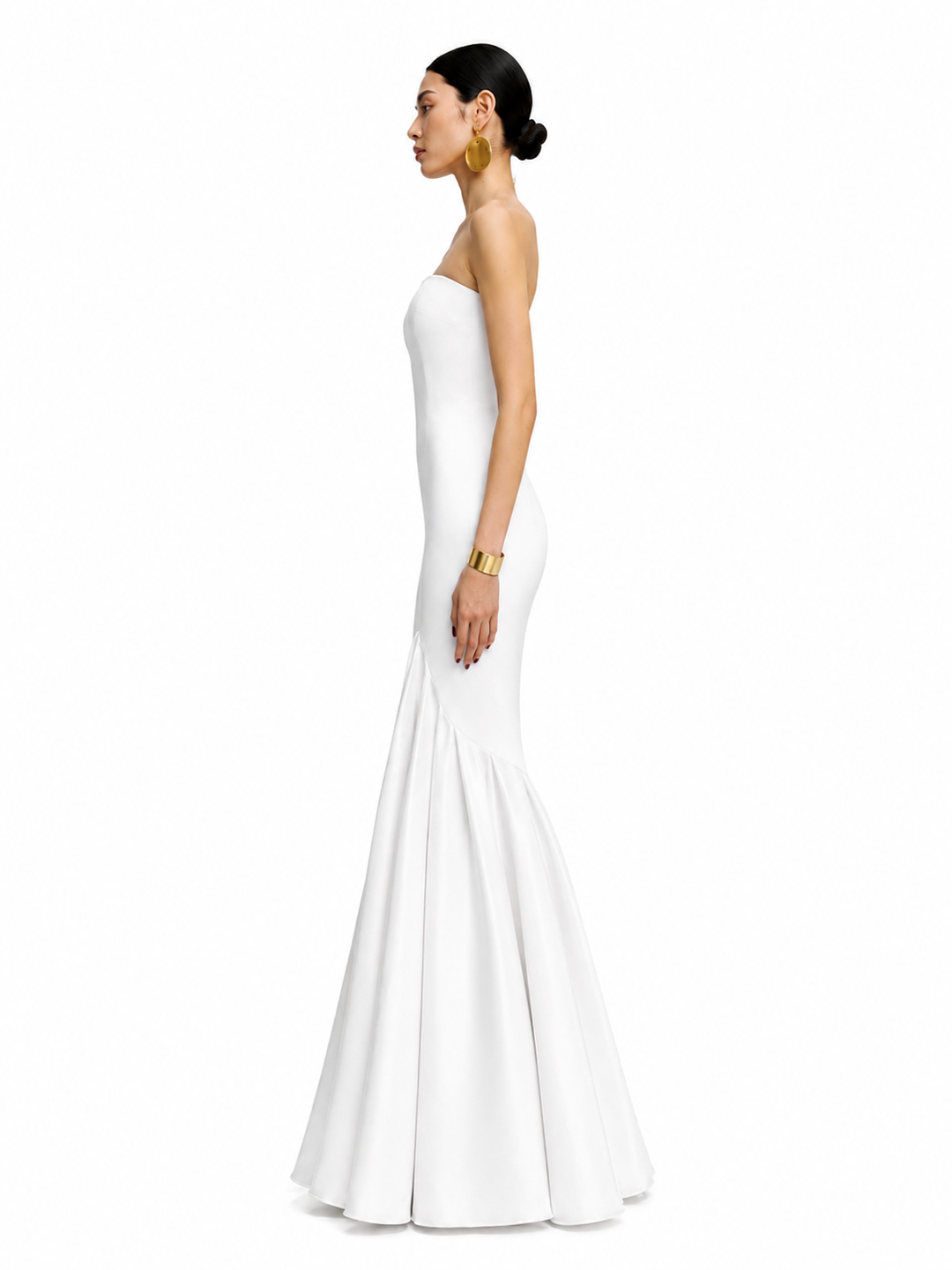 SVERI Ruffled Hem Tube Evening Dress Gown