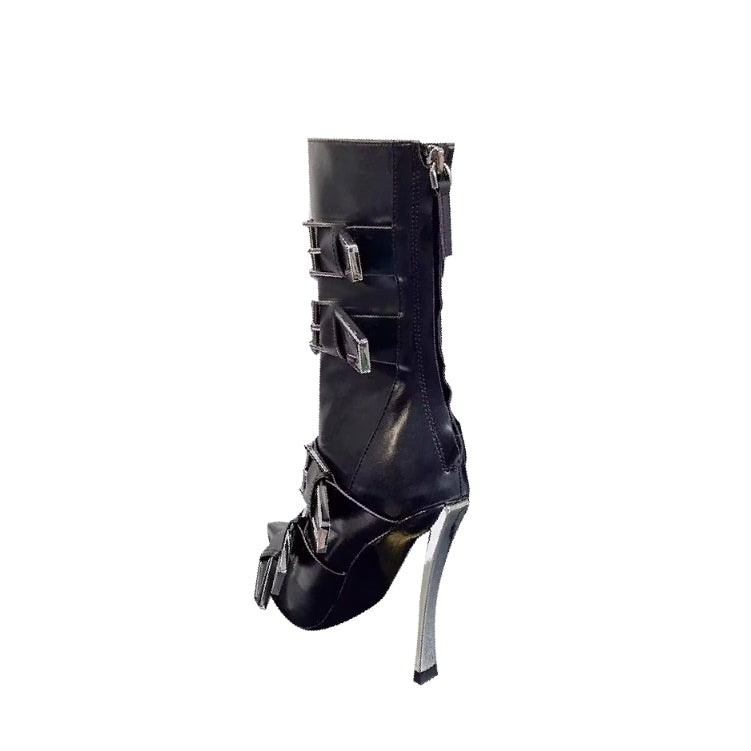 TELRA Buckled High Heel Ankle Boots