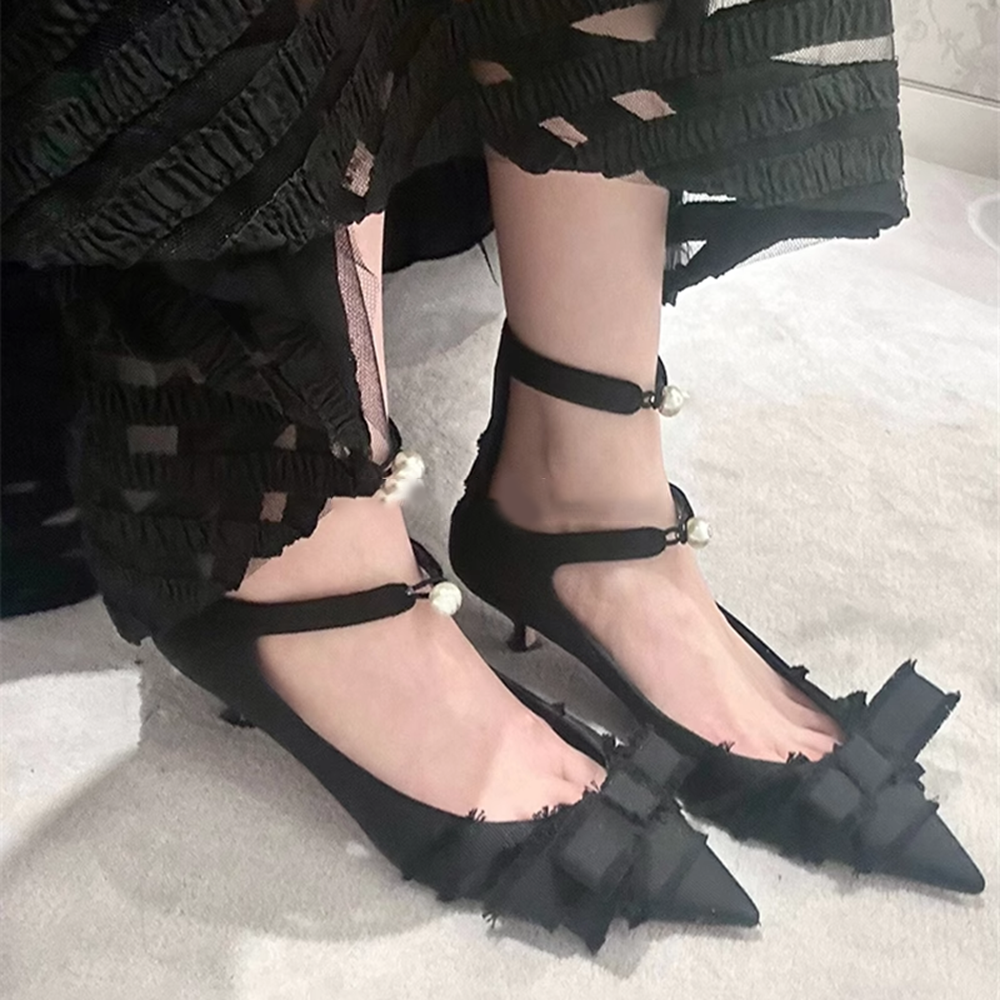 TENAV Bow Kitten Heel Sandals