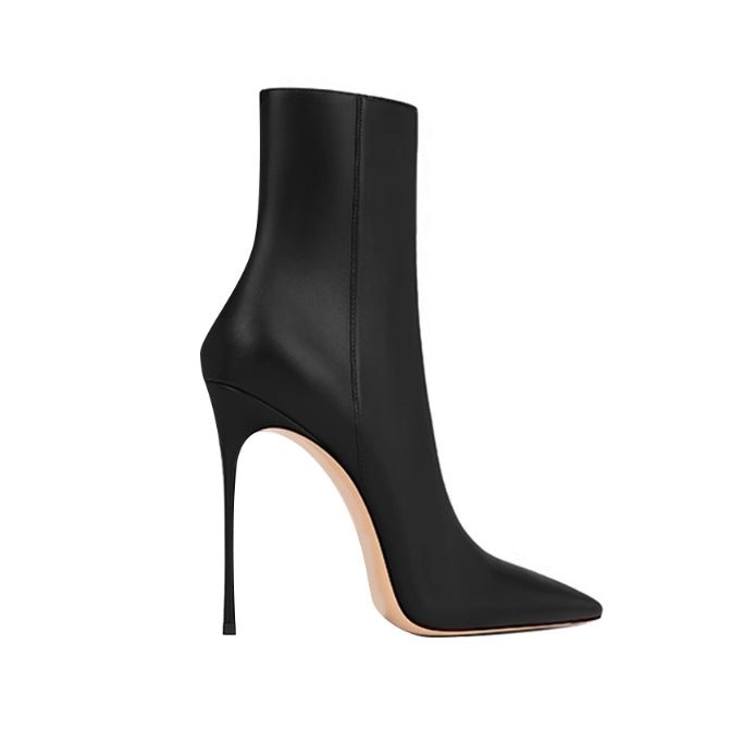 TEVMI Leather High Heel Ankle Boots