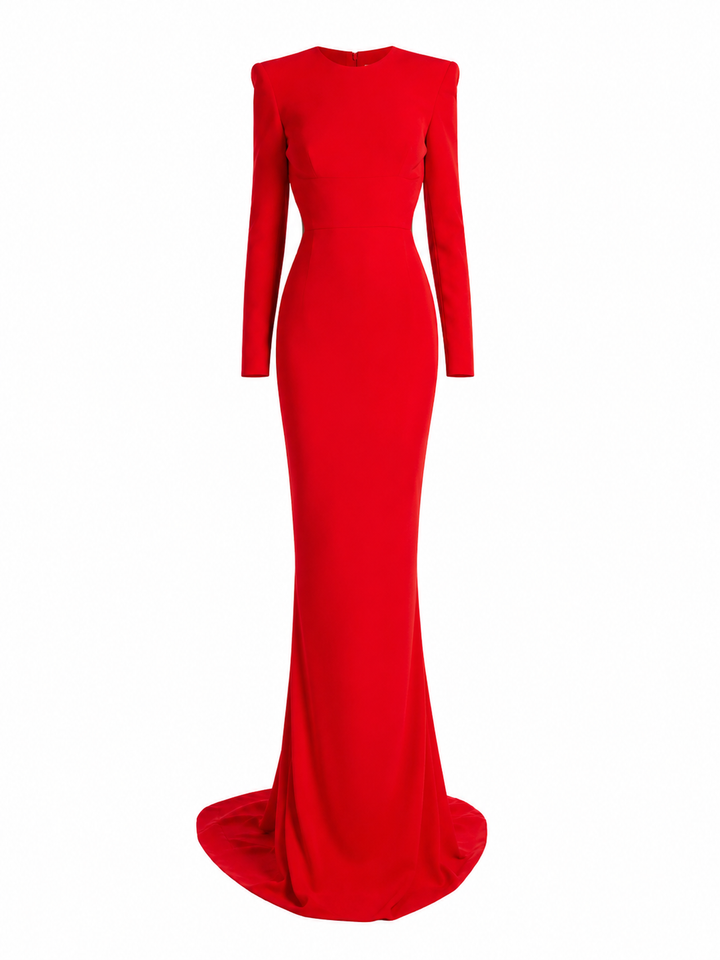 VELNA Backless Maxi Evening Dress Gown