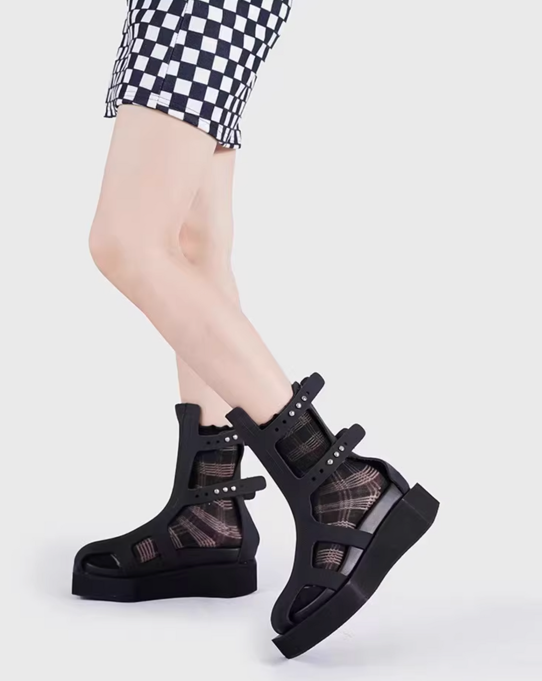 VIARE CUT OUT PLATFORM ANKLE SUMMER BOOTS