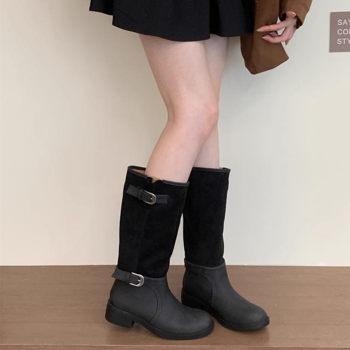 VJEKA Buckled Knee High Boots