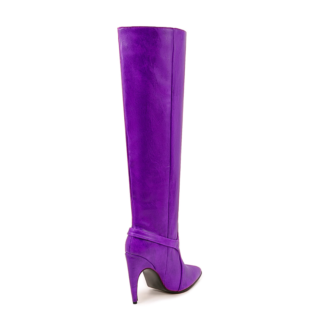 Purple VOMAN Metal Embellished Knee High Boots I The Label Size40
