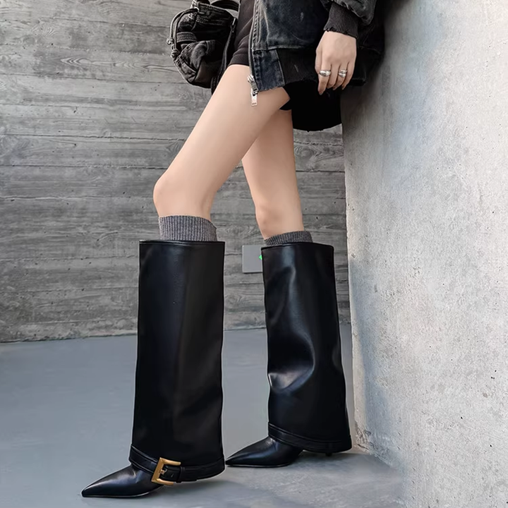 VUXIC Buckled Knee High Boots
