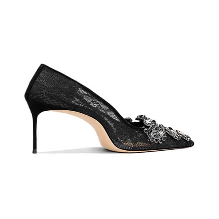ZABOU Diamante Flower Mid Heel Sandals - 6cm