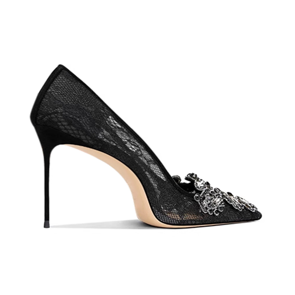 ZABOU Diamante Flower Mid Heel Sandals - 8cm