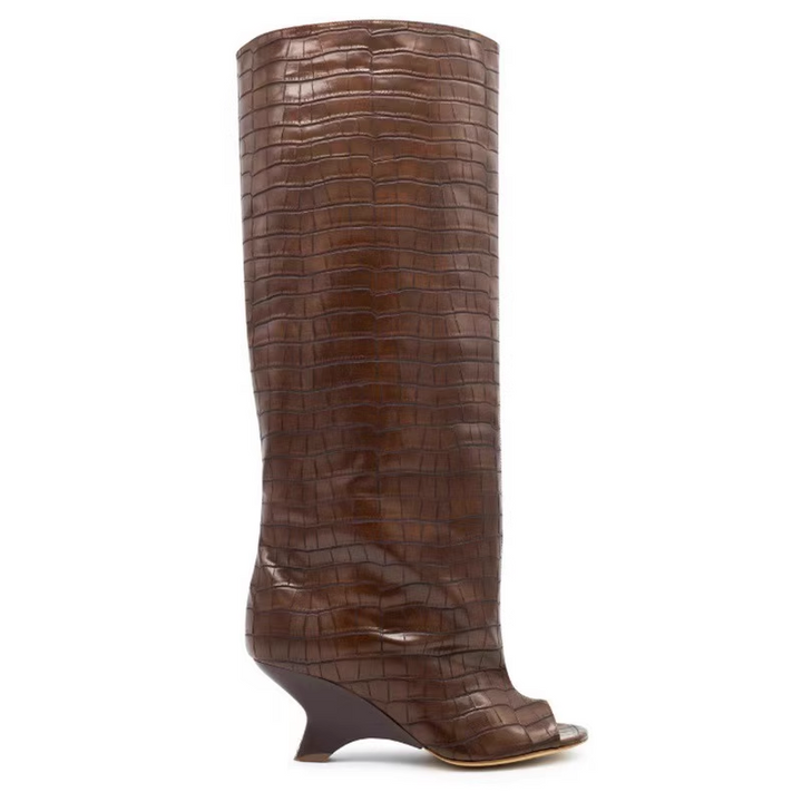FLECI Sculptured Heel Knee High Boots - 6.5 CM