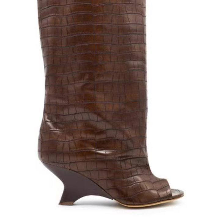 FLECI Sculptured Heel Knee High Boots - 6.5 CM