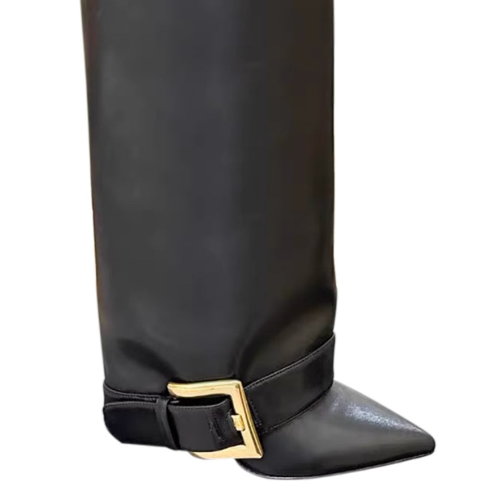 VUXIC Buckled Knee High Boots - 10cm