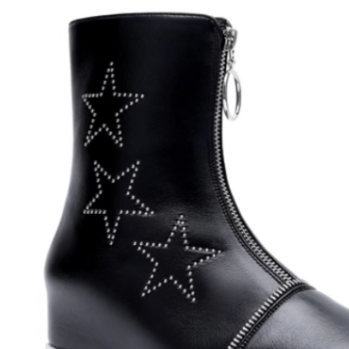 LIAEN Star Platform Wedged Heel Ankle Boots