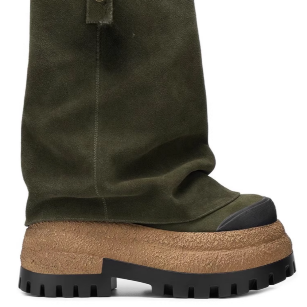 KUGUM Block Heel Platform Ankle Boots