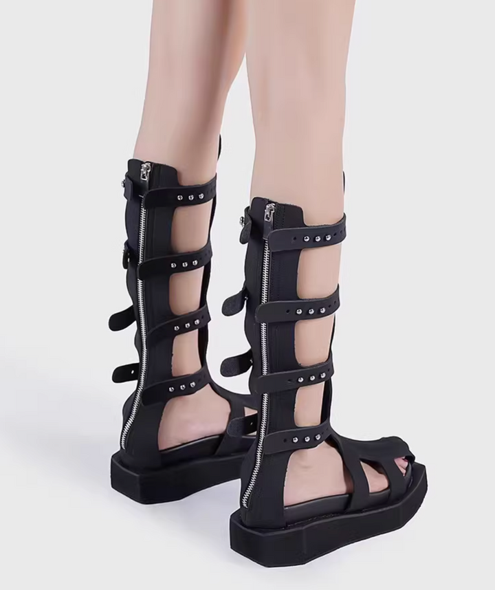 VIARE CUT OUT PLATFORM KNEE HIGH SUMMER BOOTS