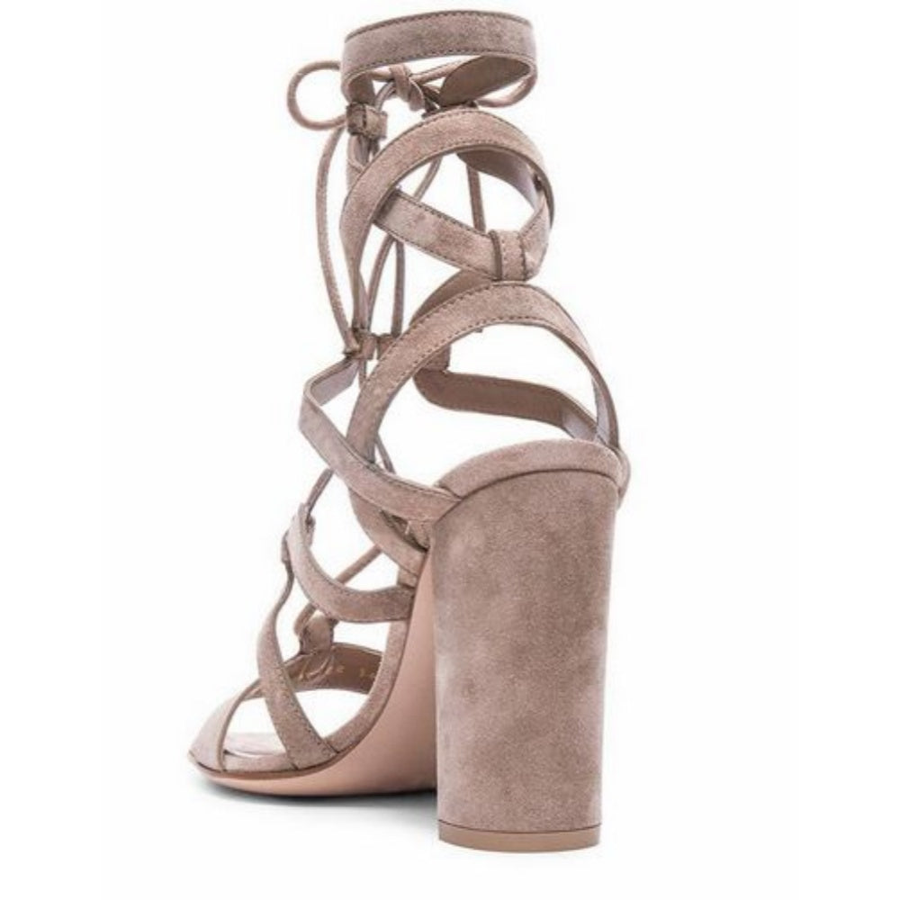 TERRY Lace Up Block Heel Sandals