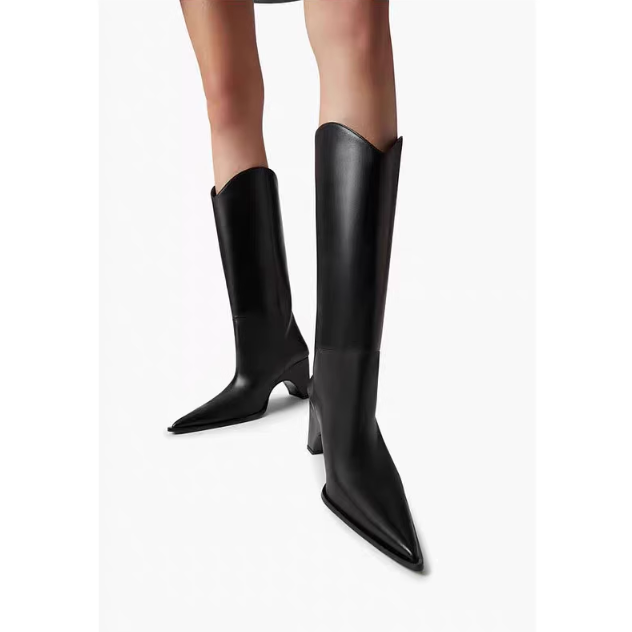 KEHIO Leather Knee High Boots