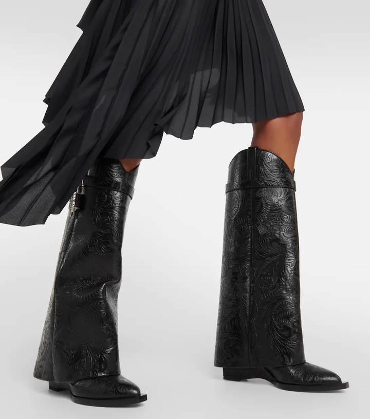 QAMRA Lock Detailed Knee High Boots