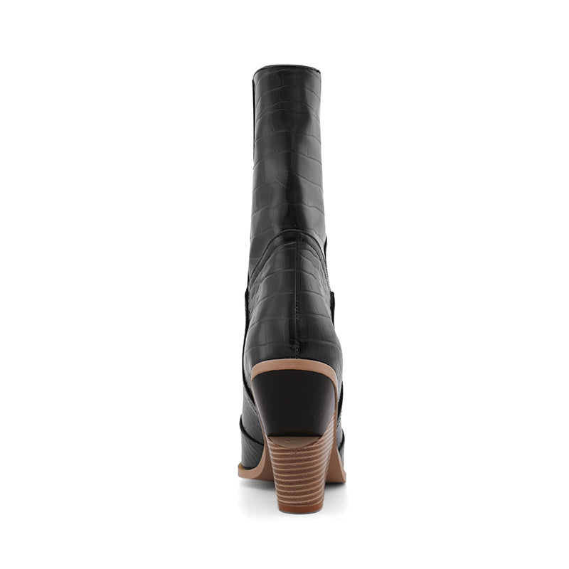 GESA Sculptured Heel Western Cowboy Ankle Boots