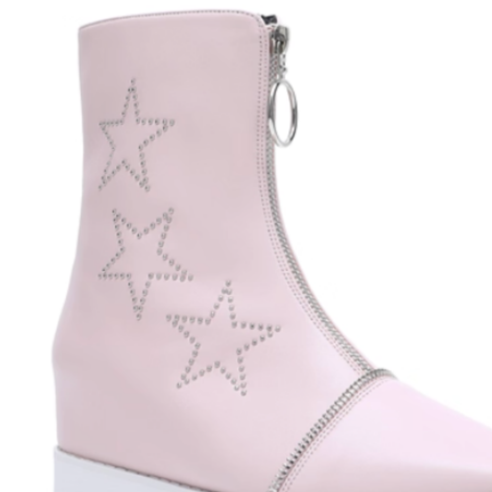 LIAEN Star Platform Wedged Heel Ankle Boots