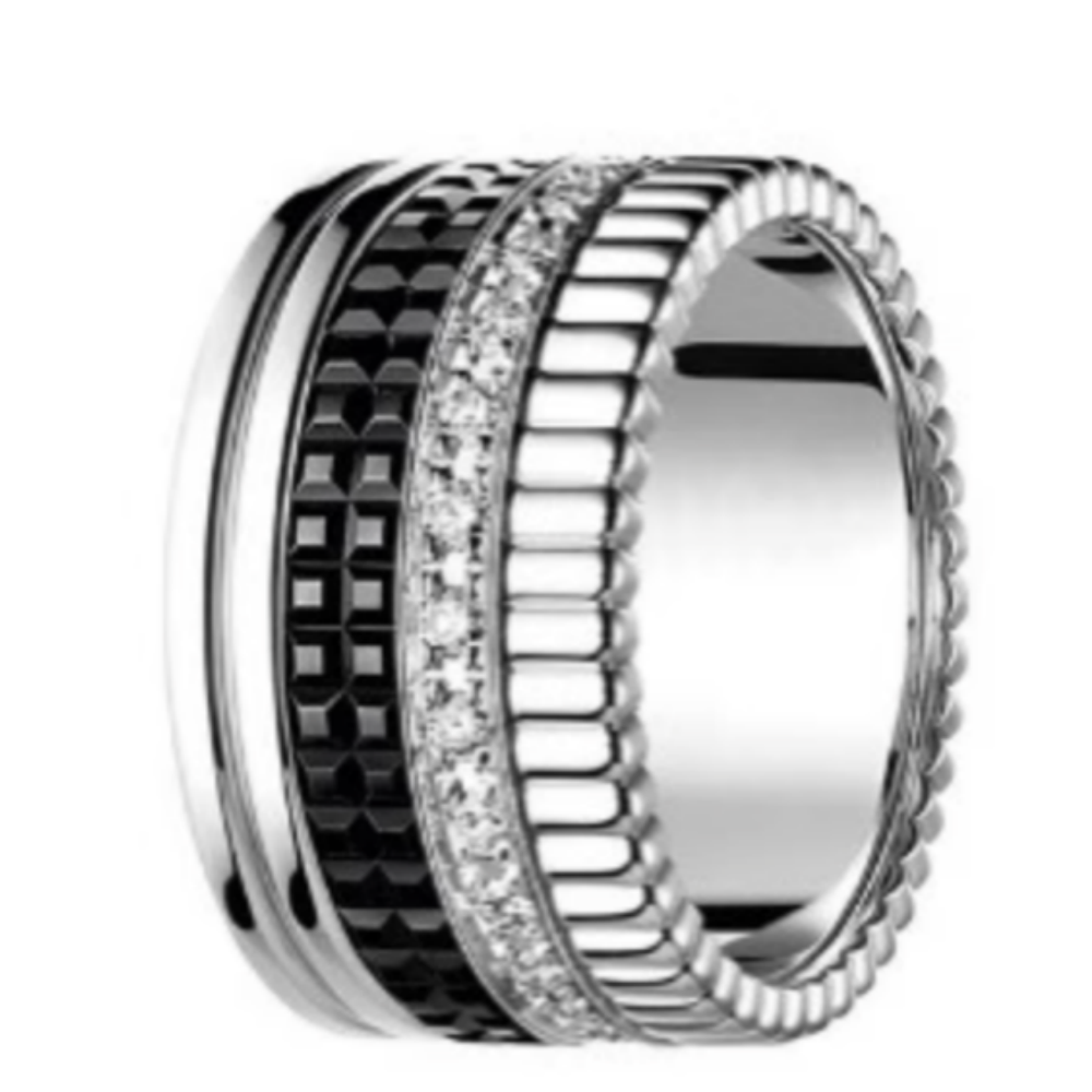 CIUAO Double Row Ceramic Diamond Gear Ring