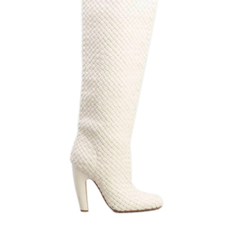 WRITON Square-toe Block Knee High Boots