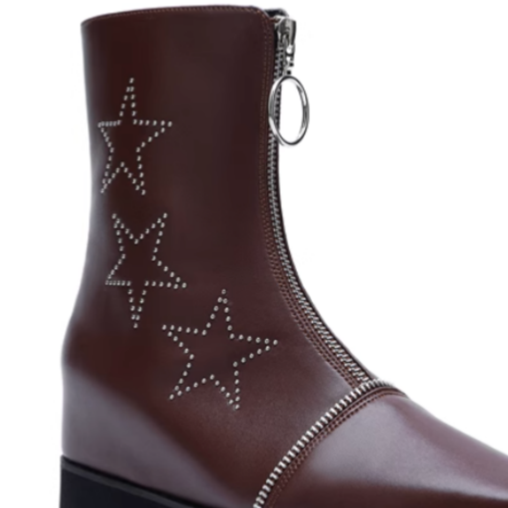 LIAEN Star Platform Wedged Heel Ankle Boots