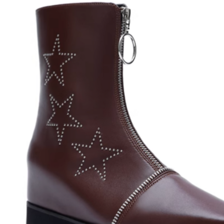 LIAEN Star Platform Wedged Heel Ankle Boots