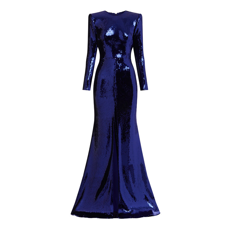 ALIDA Sequinned Maxi Evening Dress Gown
