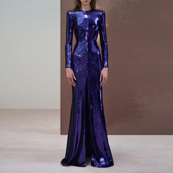 ALIDA Sequinned Maxi Evening Dress Gown