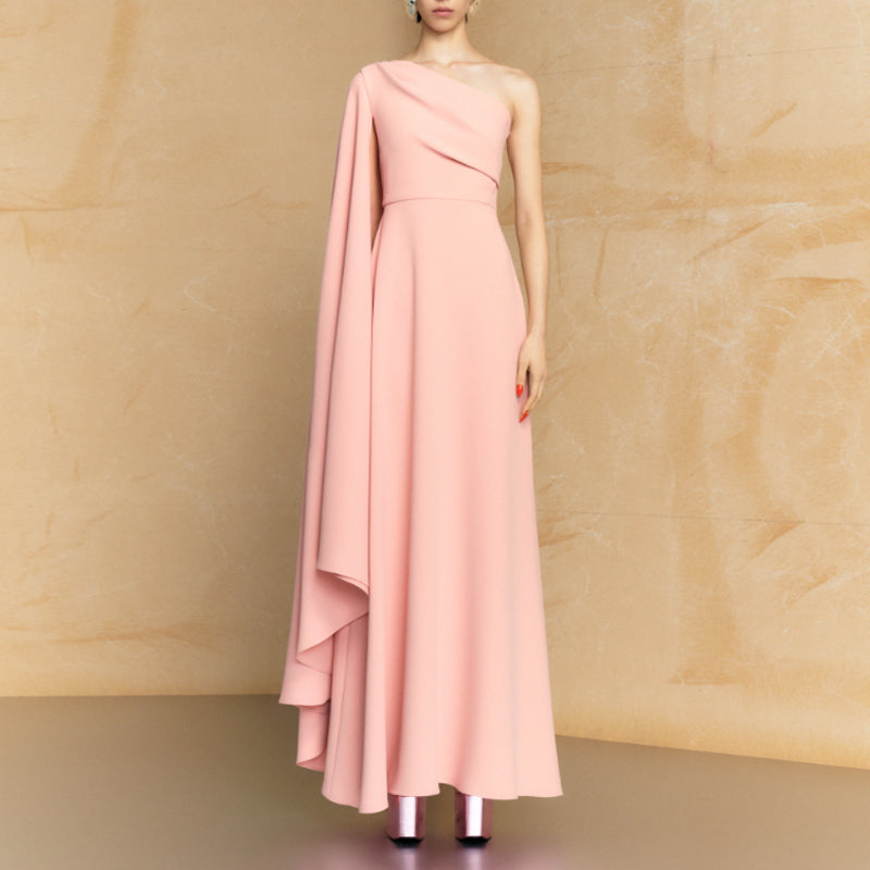 Pink NORAE One-Shoulder Evening Dress Gown | i The Label – I The Label