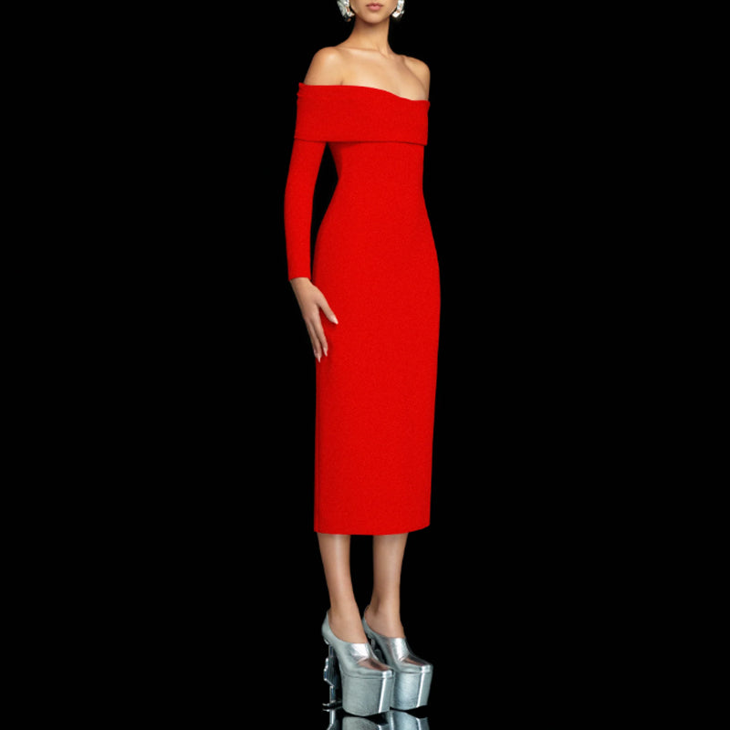 RELIN Off-Shoulder Evening Dress Gown