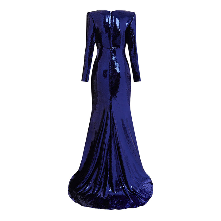 ALIDA Sequinned Maxi Evening Dress Gown