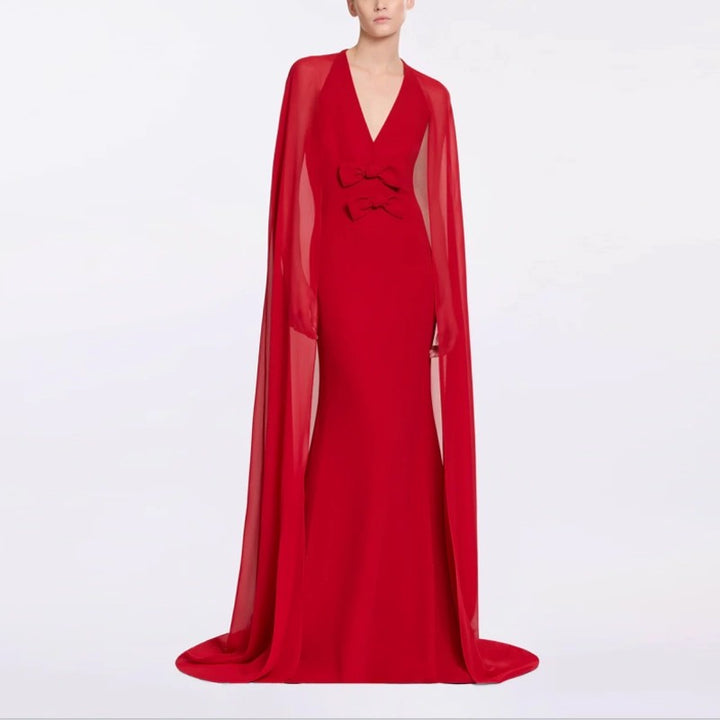 VOHAI Deep V Maxi Evening Dress Gown