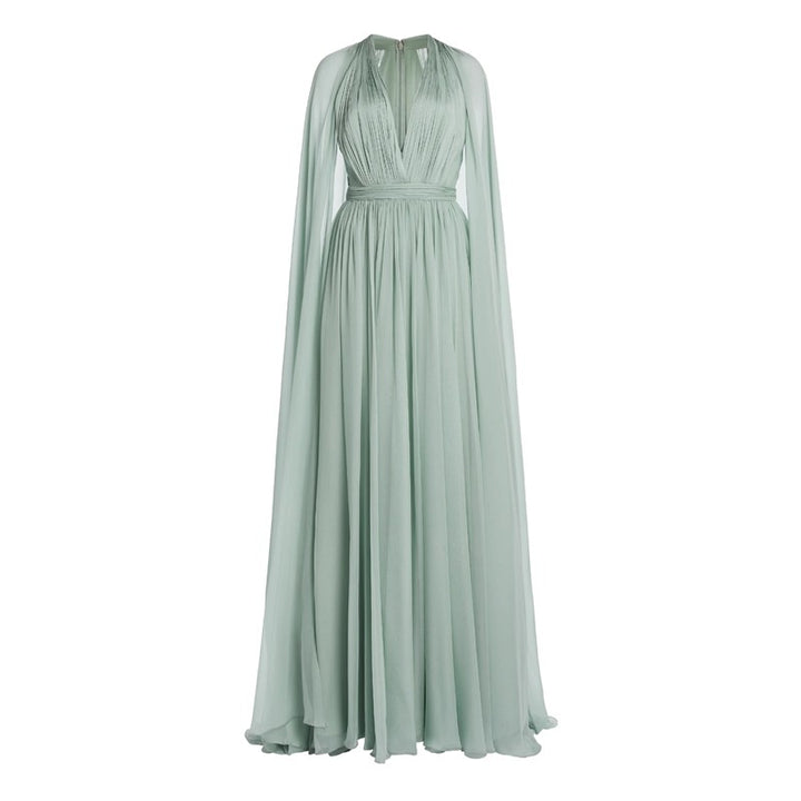 RETUK Deep V Maxi Evening Dress Gown