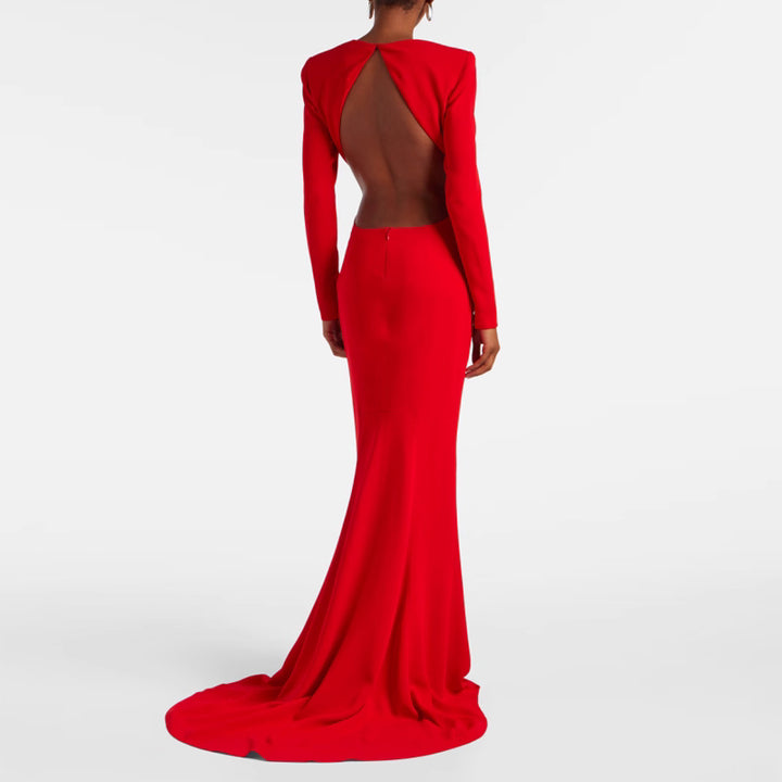 VELNA Backless Maxi Evening Dress Gown