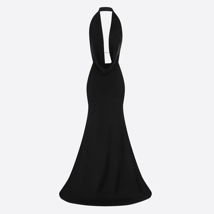 LONUK Deep V Maxi Evening Dress Gown