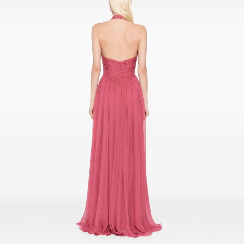 MUVSA Deep V Maxi Evening Dress Gown