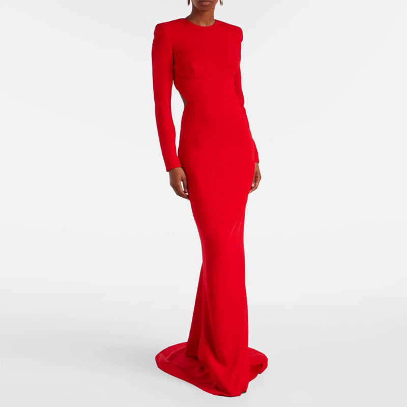 VELNA Backless Maxi Evening Dress Gown