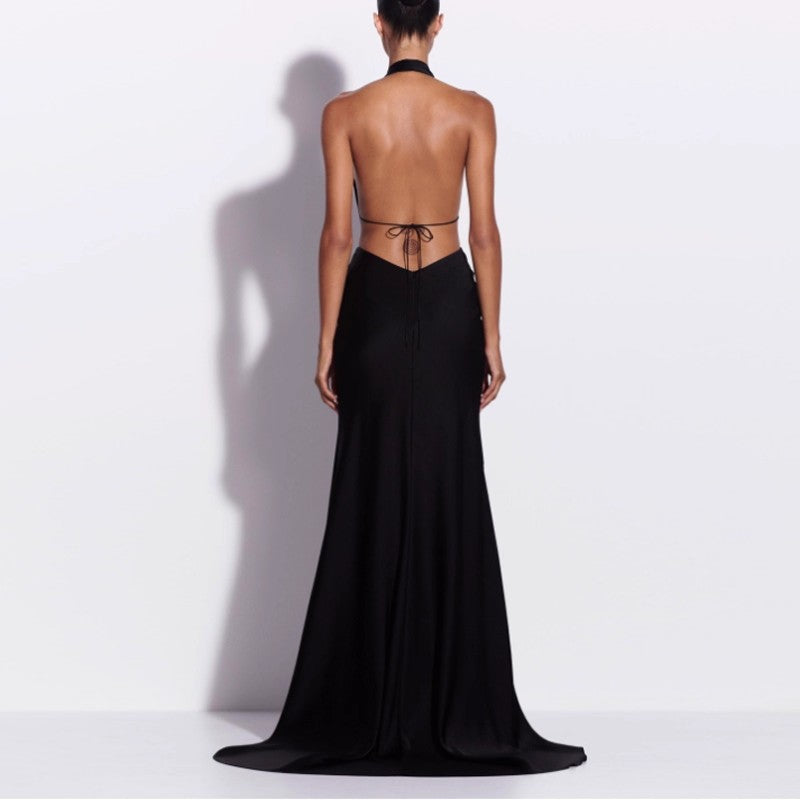 LONUK Deep V Maxi Evening Dress Gown