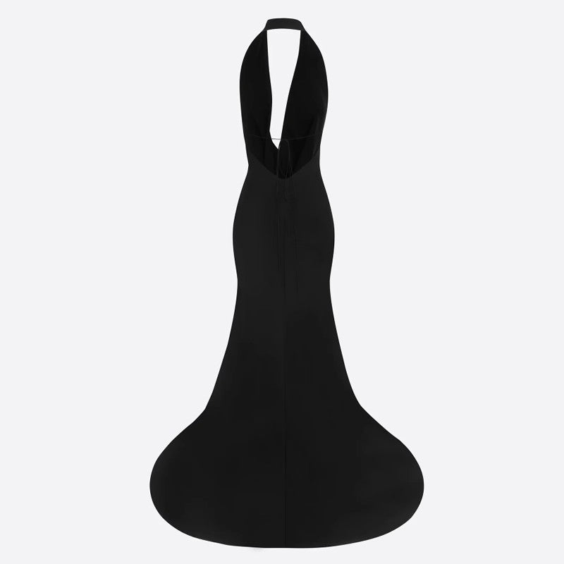 LONUK Deep V Maxi Evening Dress Gown