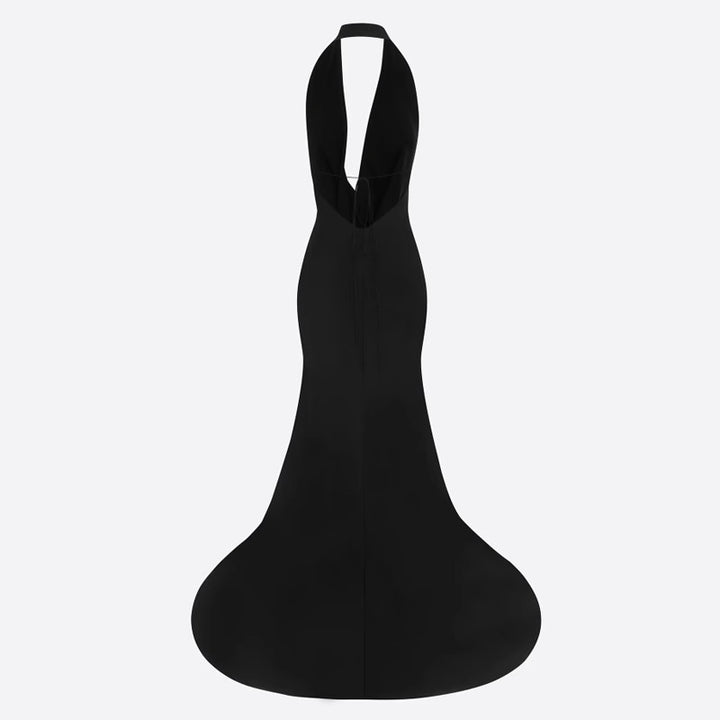 LONUK Deep V Maxi Evening Dress Gown