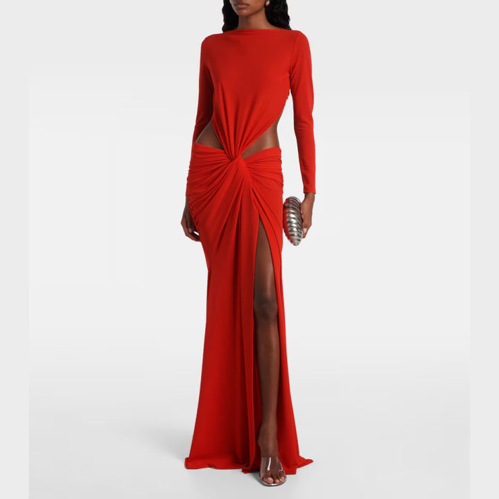 NUBVA Long Sleeves Maxi Evening Dress Gown