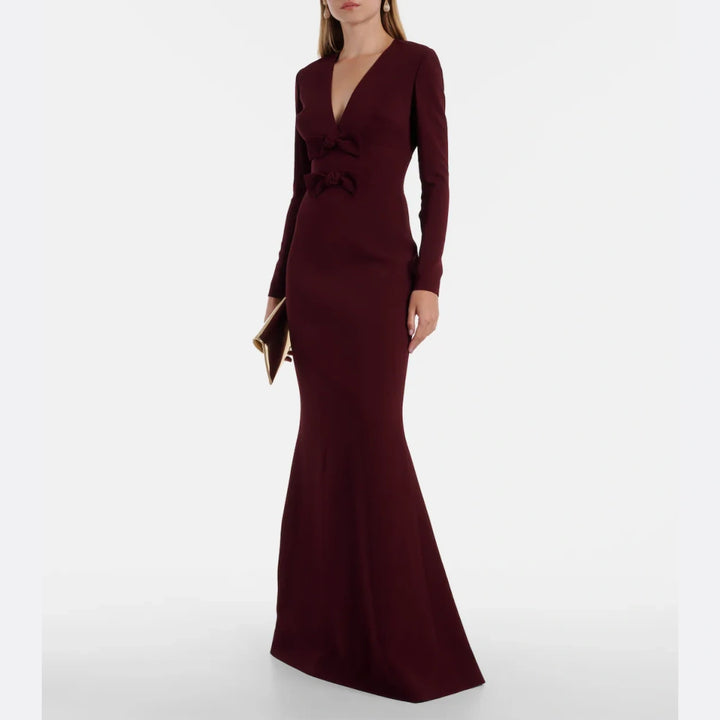 NESVI Deep V Evening Dress Gown
