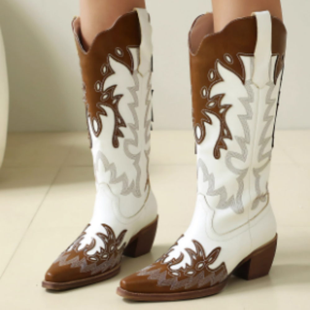 CUOAG Embroidery Western Cowboy Knee High Boots